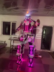 Wearable Led Robot Costume LED Clothes Stilt Walker Costume Disfracture Halloween LED Suit Costume Helmet