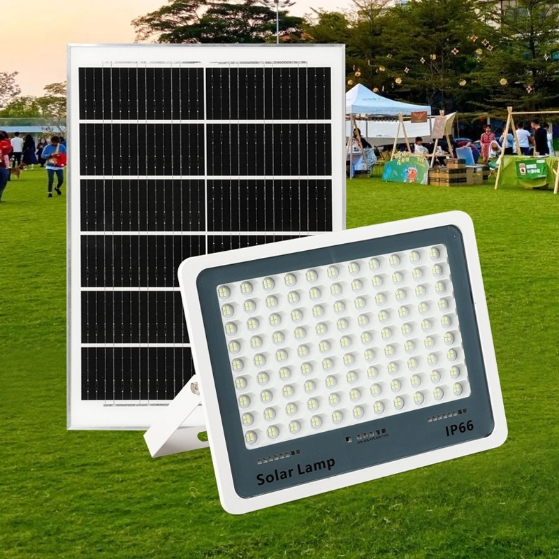 External IP66 100W 200W 300W 400W ABS 12 Hour Solar Panel Security Linear Led Flood Lights Motion Sensor for Outdoor Garden