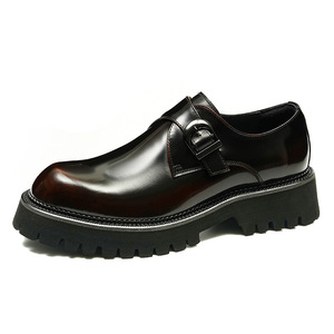 Men's Business Formal Leather <b>Shoes</b> with Genuine Cowhide, Embossed Buttons, Polished English Finish, Thick Soled, Formal Suit Sh - Product Image 5