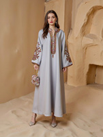 Vierwege-Stretch-Kleid mit Stickerei, Elegantes Langes Kleid mit Kordel-Stickerei, Original Fabrik-Direktvertrieb OEM