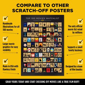 Póster para rascar películas 100, póster de lista de películas con herramienta para rascar, póster para rascar películas con lámina fácil de quitar - Product Image 2