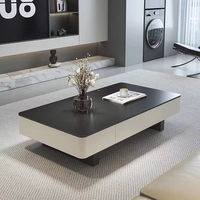 Table basse moderne en pierre de schiste et métal avec meuble TV en bois et ensemble de tables gigognes pour salon