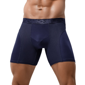 FF3986 Plus Size Anti-abrasion Legs No Ride-up Boxer <strong>Briefs</strong> <strong>Men's</strong> Sports Underpants Breathable Mesh Boxer Shorts - Product Image 4