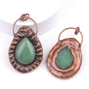 Colgante de Cristal en Forma de Lágrima con Envoltura de Cobre, Estilo Retro Espiritual, <span class=keywords><strong>Amuleto</strong></span> de Piedra Natural para Sanación y Uso en Altar - Product Image 2