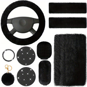 Housse de <span class=keywords><strong>volant</strong></span> de voiture en peluche artificielle épaisse et fiable, avec maintien de la chaleur, idéale pour les voyages en extérieur - Product Image 3