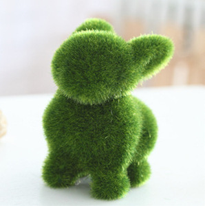 ZF-01イースター装飾フェイクバニーギフト小さな人工3Dモスアニマルズグリーン植毛彫刻庭のお祝いデコレーション - Product Image 3