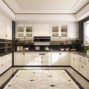 Juegos de Muebles de Cocina con Acabado Melamina Personalizado, Ecológicos, Resistentes al Agua, con Accesorios para Grifo, Cestas para Cajones y Herrajes HIGOLD - Product Image 1