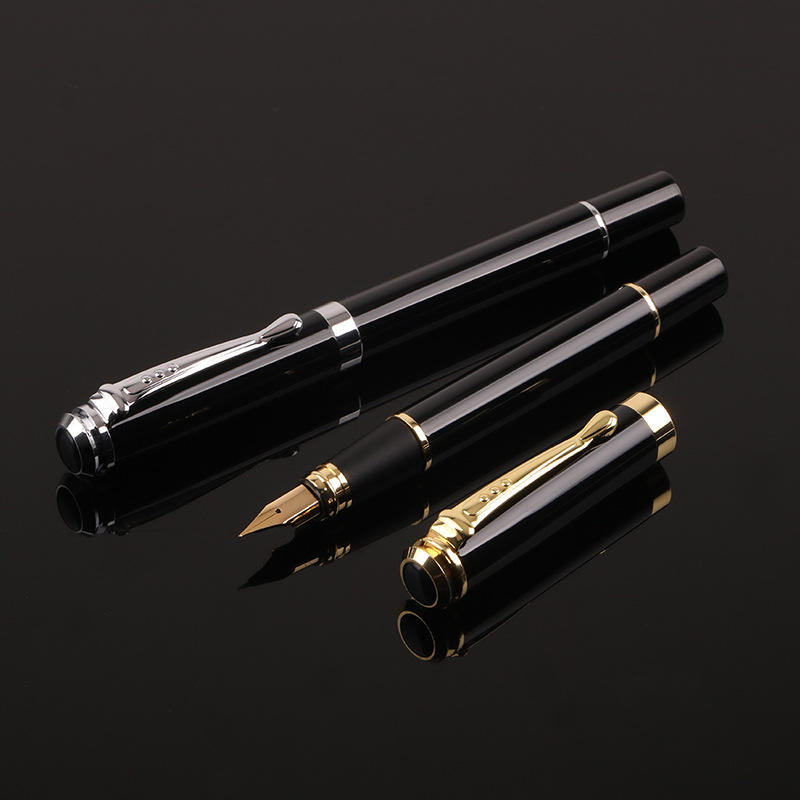 Wholesale Business Black Metal Fountain Pen With Gold Tip|