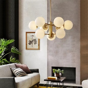 现代金黄铜卧室6-浅白色玻璃球吊灯 - Product Image 5