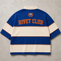 T-shirts en chenille brodée de haute qualité pour hommes, t-shirt court rayé et ample, t-shirt polo vintage en coton 100% personnalisé