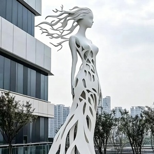 Escultura Humana Contemporánea de Acero Inoxidable para Exteriores, de Gran Tamaño, con Forma Curva Abstracta, Fundida a Presión, Pulida, con Textura de Alta Calidad - Product Image 2