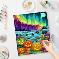 CHENISTORY Kits de Peinture par Numéros DIY pour Adultes Scène Nocturne Citrouille d'Halloween Coloriage par Numéros Cadeau DIY Décorations Maison