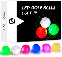 Vente en gros Balles de golf rougeoyantes à éclairage constant Tees de golf à LED lumineuses colorées pour l'entraînement de nuit
