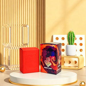 Cajas Rojas Vibrantes con Impresión Abstracta Colorida y <span class=keywords><strong>Detalles</strong></span> en Relieve <span class=keywords><strong>para</strong></span> Empaquetado de Cosméticos Personalizados OEM ODM - Product Image 1