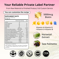 OEM ODM 13 en 1 Gummies pour la vitalité et les soins capillaires des adultes, extrait d'encensier, palmier nain, vitamines pour la croissance des cheveux, complément alimentaire