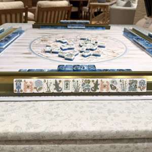 Blue Waterside Acrylic New American <b>Mahjong</b> Tiles, Ocean Pattern Adult Entertainment Game <b>Set</b> - Product Image 3