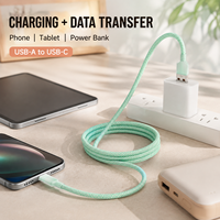 Câble de charge rapide USB-A vers USB-C 5A Ice Crystal avec connecteur renforcé et gaine en nylon tressé – Vente en gros