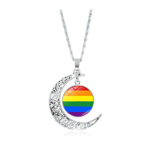 Eşcinsel gurur gökkuşağı kolye Crescent Moon Charm gökkuşağı kolye kolye eşcinsel ve lezbiyen LGBT gurur hediyeler için gökkuşağı - Product Image 1
