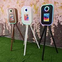 Trépied pour appareil photo reflex numérique, photomaton réglable en hauteur, photomaton pour selfies avec ventilateur de refroidissement intégré, installation facile, éclairage annulaire et lumière RGB, photomaton pour iPad