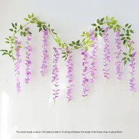 Vente en gros de glycines artificielles en plastique, vigne en plastique, décoration en rotin, plante suspendue artificielle pour plafond, utilisation murale et plafond