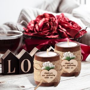 Подставка под индивидуальные деревянные свечи для чайного светового цилиндра для свадеб Детские душевые деревенские вечеринки - Product Image 3