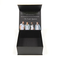 Boîte pliable noire personnalisée avec logo, boîte cadeau rigide magnétique en papier pliable, boîte noire pour vêtements