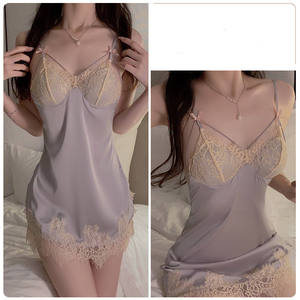 Camisón de satén de seda con encaje y tirantes, sin espalda, con almohadillas para el pecho, <span class=keywords><strong>sexy</strong></span> y elegante, para mujer, ropa de dormir para el hogar - Product Image 5