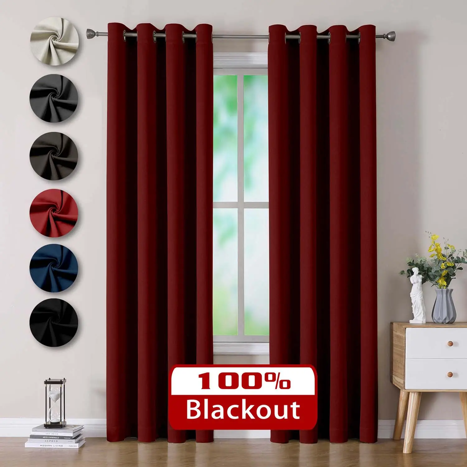 China Factory Good Quality Home Blackout Curtain Bedroom OWENIE Red Burlap Total Blackout Window Curtain for the Living Room