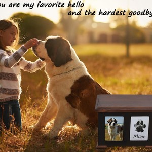 Solid Wood Pet <b>Urn</b> Rectangle Durable <b>Dog</b> Funeral Box With Photo And Paw Print Frame - Product Image 4