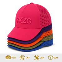 Casquette de baseball personnalisée avec logo brodé 3D, perforations découpées au laser violettes, chapeau de sport performant, respirant et luxueux, Gorras en gros OEM