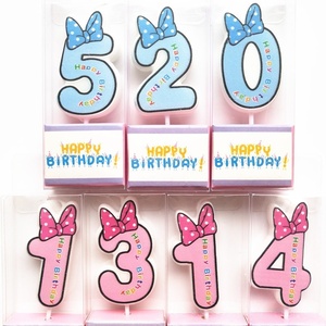 Velas de Cumpleaños con Número y Lazo de Dibujos Animados del 0 al 9, Decoración para Pastel de Feliz Cumpleaños, Velas para Fiestas de Cumpleaños Infantiles y Baby Shower - Product Image 1