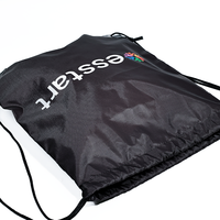 Sac à dos personnalisé en polyester noir avec cordon de serrage et sangle chaîne, design vintage écologique, idéal pour le sport et les voyages estivaux