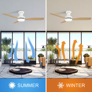 Ventilador de techo inteligente de madera de montaje empotrado de 44 pulgadas con luz y control remoto - Product Image 4