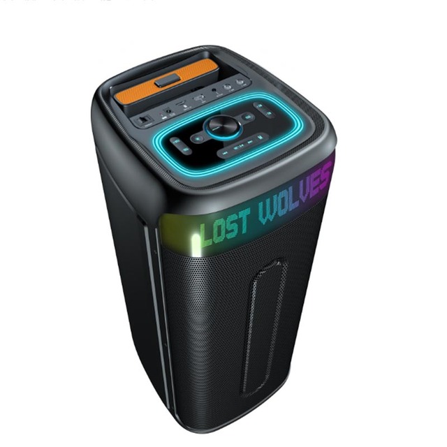 Powerful Double 8 Inch Deep Bass XBOOM Blue Tooth Party Speakers Trolley Flame Rgb Light Smart Speaker with App Show Text Drawing