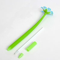 O & Q Luxe 3D Fleur Gel 0.5mm Noir Stylo Offre Spéciale Logo Personnalisé Stylo À Bille Étudiant Papeterie Tissus Non Tissés Bleu Caoutchouc