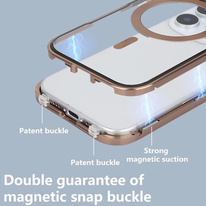 Coque magnétique transparente en gros pour iPhone 17 15 16 Pro Max Plus avec protection d'écran HD et cadre métallique en aluminium antichoc - Product Image 6