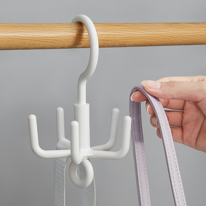 Sáng Tạo Đa Chức Năng Tủ Quần Áo Móc Nhựa Xoay 5 Móng Vuốt Túi Móc Áo Quần Áo Mũ Móc Vành Đai Tie Giá - Product Image 1
