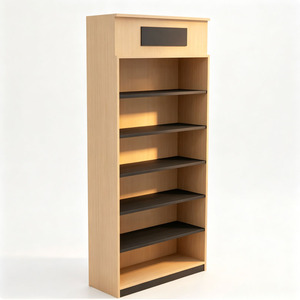 Mobile Espositore Moderno in Legno per Isola Centrale, con Ripiani Multipli, per Biblioteca e Libreria - Product Image 5