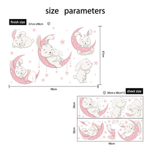 2023 notizie dormire conigli sulla luna adesivi cartone animato camera da letto per bambini carta da parati creativa soggiorno per bambini decalcomanie Decorative - Product Image 6