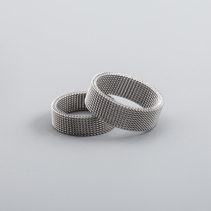 Trendy <b>Titanium</b> Steel Woven Mesh <b>Ring</b> Unisex Plain Band Fashion Jewelry Gift - Product Image 1