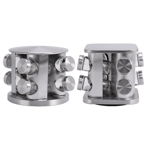Set di scaffali per barattoli di spezie ruotati bottiglia di vetro ampolla sale pepe organizzatore di stoccaggio contenitore per condimenti in acciaio inossidabile all'ingrosso - Product Image 4