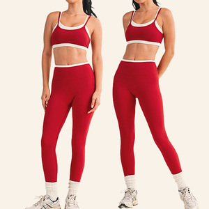 Nuovo Set Sportivo di Alta Qualità Bordeaux per Donna: Reggiseno e <span class=keywords><strong>Leggings</strong></span> da Yoga 2 Pezzi, Stile Fitness e Pilates Traspirante per Ragazze - Product Image 2