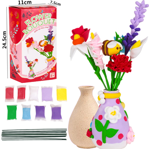 Vente en gros de pâte à modeler éducative pour enfants, super légère, auto-durcissante, plastiline, ensemble de vase à fleurs pour enfants - Product Image 1