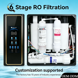 Système de filtration d'eau par osmose inverse pour cuisine intelligente, purificateur sous évier, alcalin, pour hôtels et foyers, plastique, filtration 6 étapes - Product Image 1