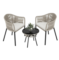 Outdoor-Rattan-Gartenmöbel-Set 3-teilig PE-Korbgeflecht Sessel mit Kaffeetisch für Garten Balkon Terrasse