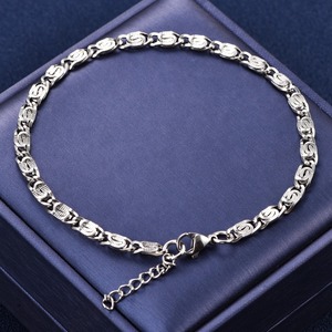 Bracelet de cheville et de poignet en acier inoxydable gaufré, style trombone, pour femmes et hommes, bijoux en métal - Product Image 2