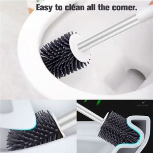 Brosse de toilette hygiénique en TPR, PP et boue de diatomée, avec support mural en acier inoxydable et silicone pour WC et salle de bain - Product Image 5