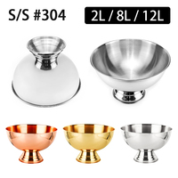 Seau à glace pour champagne de qualité alimentaire 304, 8L/12L, base large, bord roulé, refroidisseur à vin, bol à champagne pour fêtes et bars, usine OEM