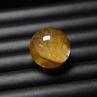 Single Natural Golden Titanium Rutilated Quartz Round Bead for Jewelry Making