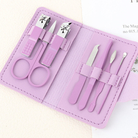 Ensemble de manucure 7 en 1, 7 pièces, pochette pliable, impression de logo personnalisé, kit de coupe-ongles, boîte cadeau promotionnelle, outils de toilettage professionnels